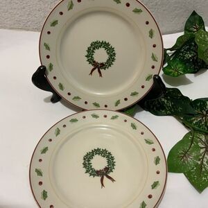 Vintage Merry Brite Christmas Salad Dessert Plates Holiday set of 2 A14